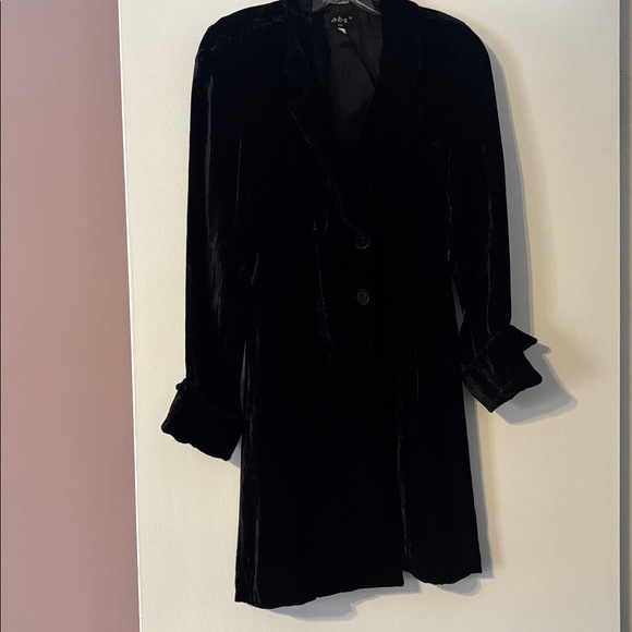 ABS Vintage 90’s Velvet Duster Jacket Coat Velvet Grunge Designer 4 Dress - Picture 3 of 17